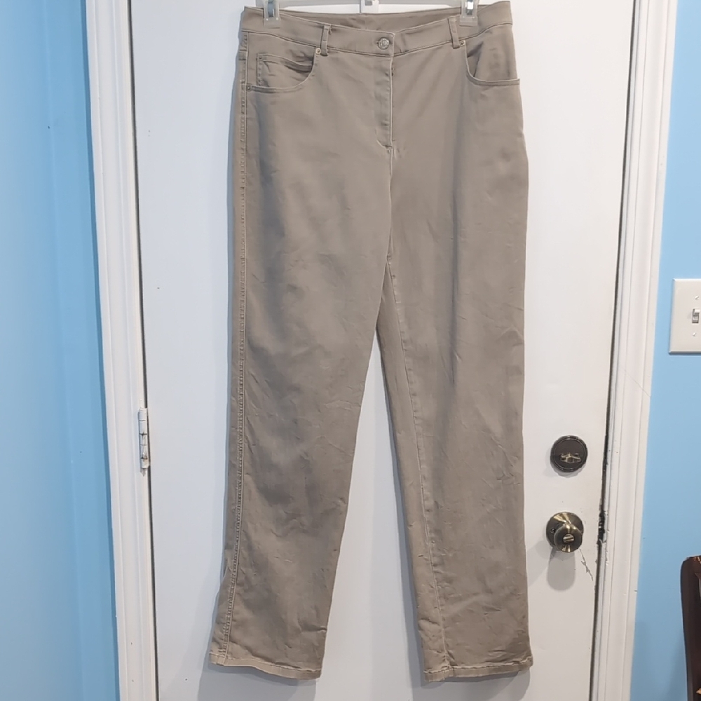 St. John Yellow Label High Rise Tan Stretch Designer Jeans Size 12